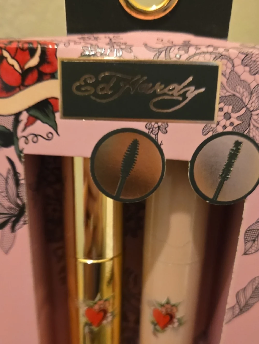 Ed Hardy Dual Mascara Set - Pink & Gold Tubes New